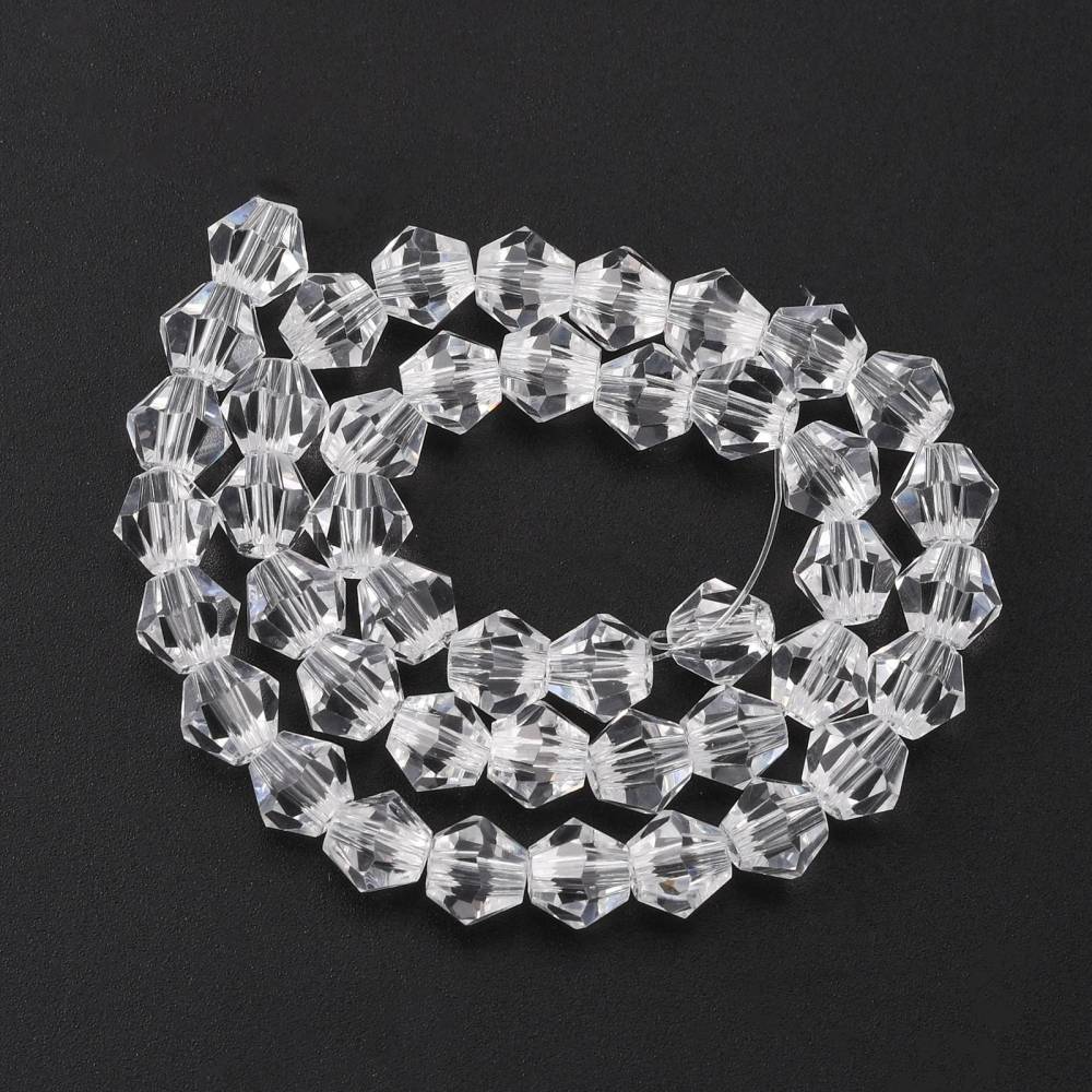 6mm Clear Bicone Glass Beads Strands