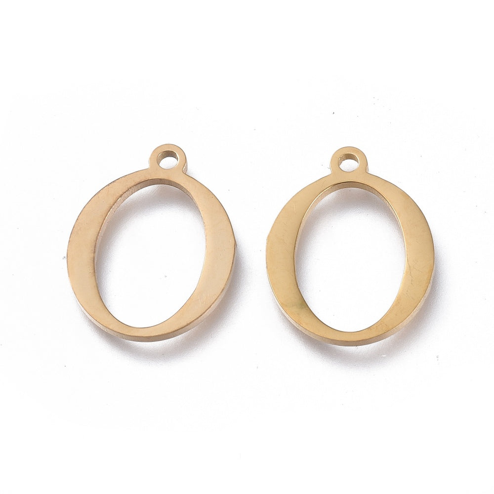 Omicron Greek Charms Stainless Steel, Greek Alphabet Charms, Letter O Charms