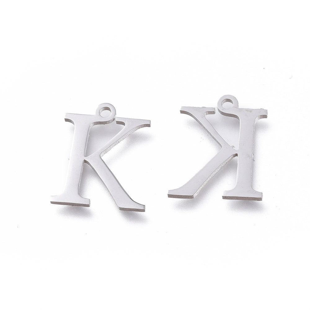 Kappa Greek Letter Charms Stainless Steel, Greek Alphabet Charms, Letter K Charms