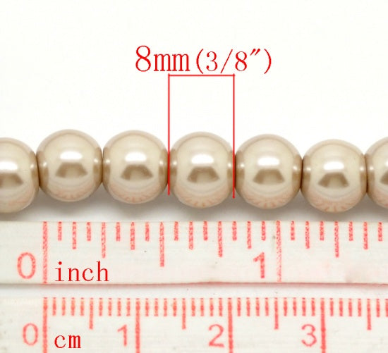 Light Brown Pearls, 8mm Glass Pearls