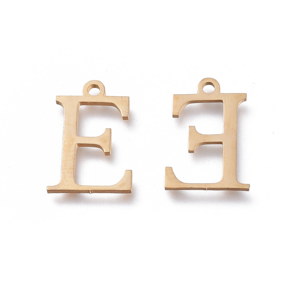 Epsilon Letter Charms Stainless Steel, Greek Alphabet Charms, Letter E Charms