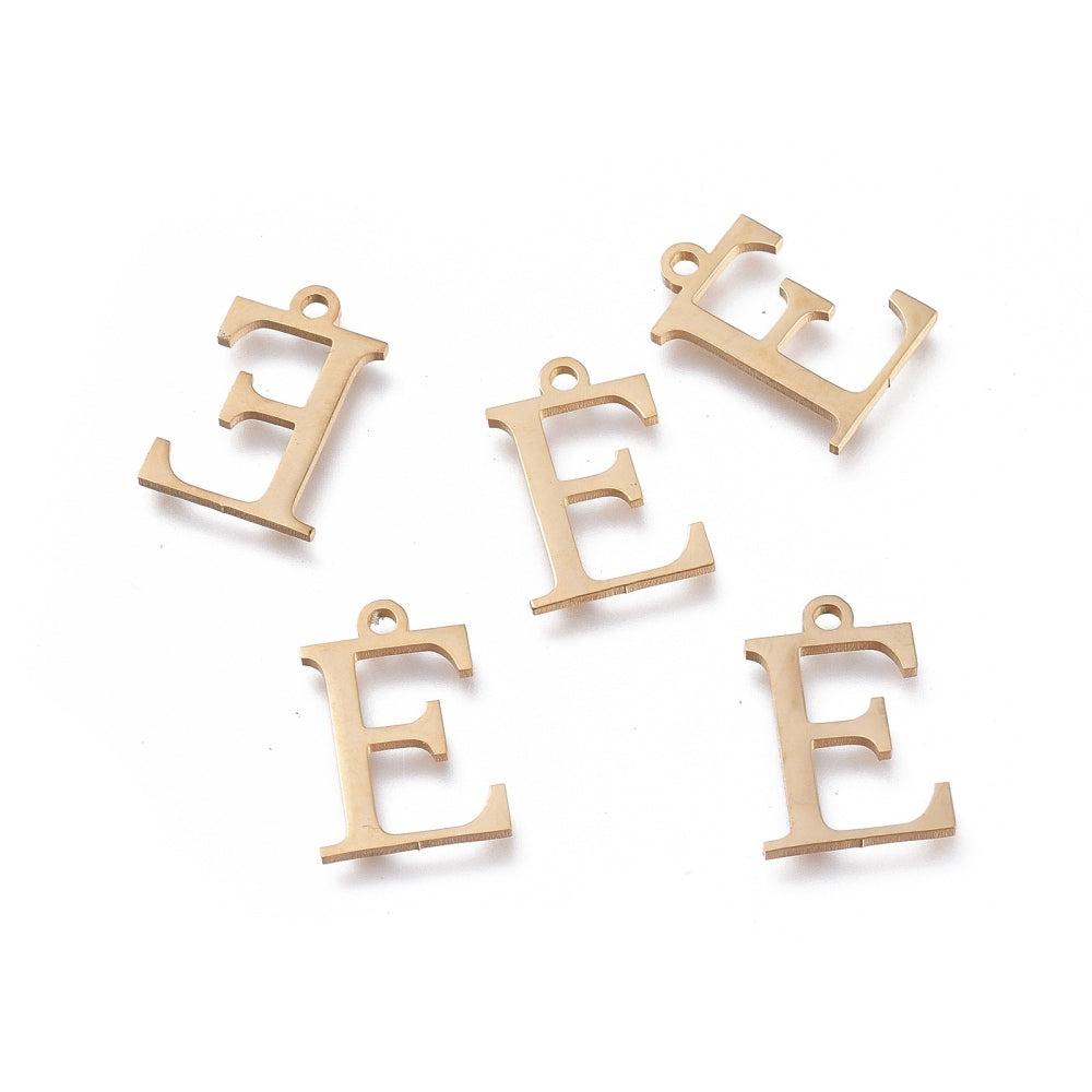 Epsilon Letter Charms Stainless Steel, Greek Alphabet Charms, Letter E Charms