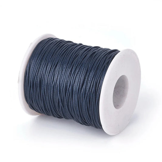 Brown, Blue, Black Waxed Cotton Cord 1mm 100 yards per roll