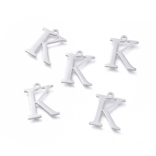 Kappa Greek Letter Charms Stainless Steel, Greek Alphabet Charms, Letter K Charms