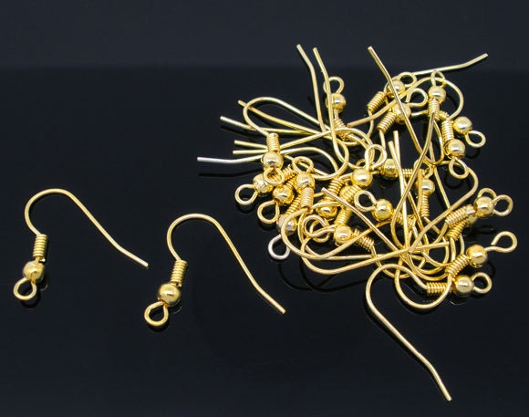 200 Pair Gold Plated Ear Wire, Fish Hooks Earring Findings 18mm