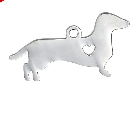 Dachshund Dog Charm Stainless Steel, Stamping Supplies, Blank Stamping Pendants, Dachshund Pendant,