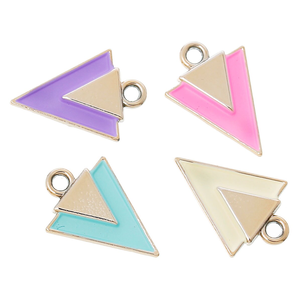 10 arrow charms, triangle charms, geometric charms, enamel pendants
