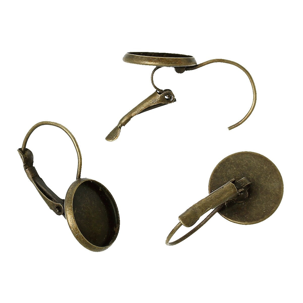 30 Antique Bronze Cabochon Settings Fits 12mm 15 Pairs, Cabochon Mounting, Earrings, Jewelry Findings