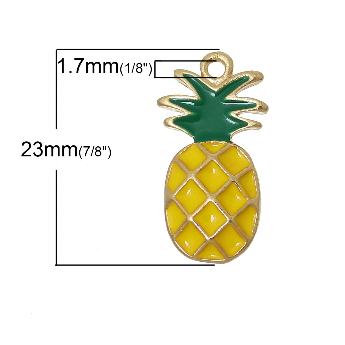 10 Pineapple charms, Pineapple enamel charm