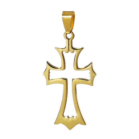 2 Cross Pendants Stainless Steel Gold Plated