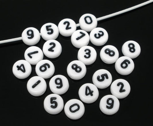 500 Acrylic Number Spacer Beads 7mm Findings