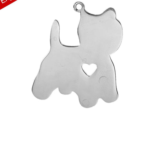 Yorkie Dog Charm Stainless Steel, Dog Tag, dog id tag, dog stamp, Stamping Supplies, Yorkie Pendant