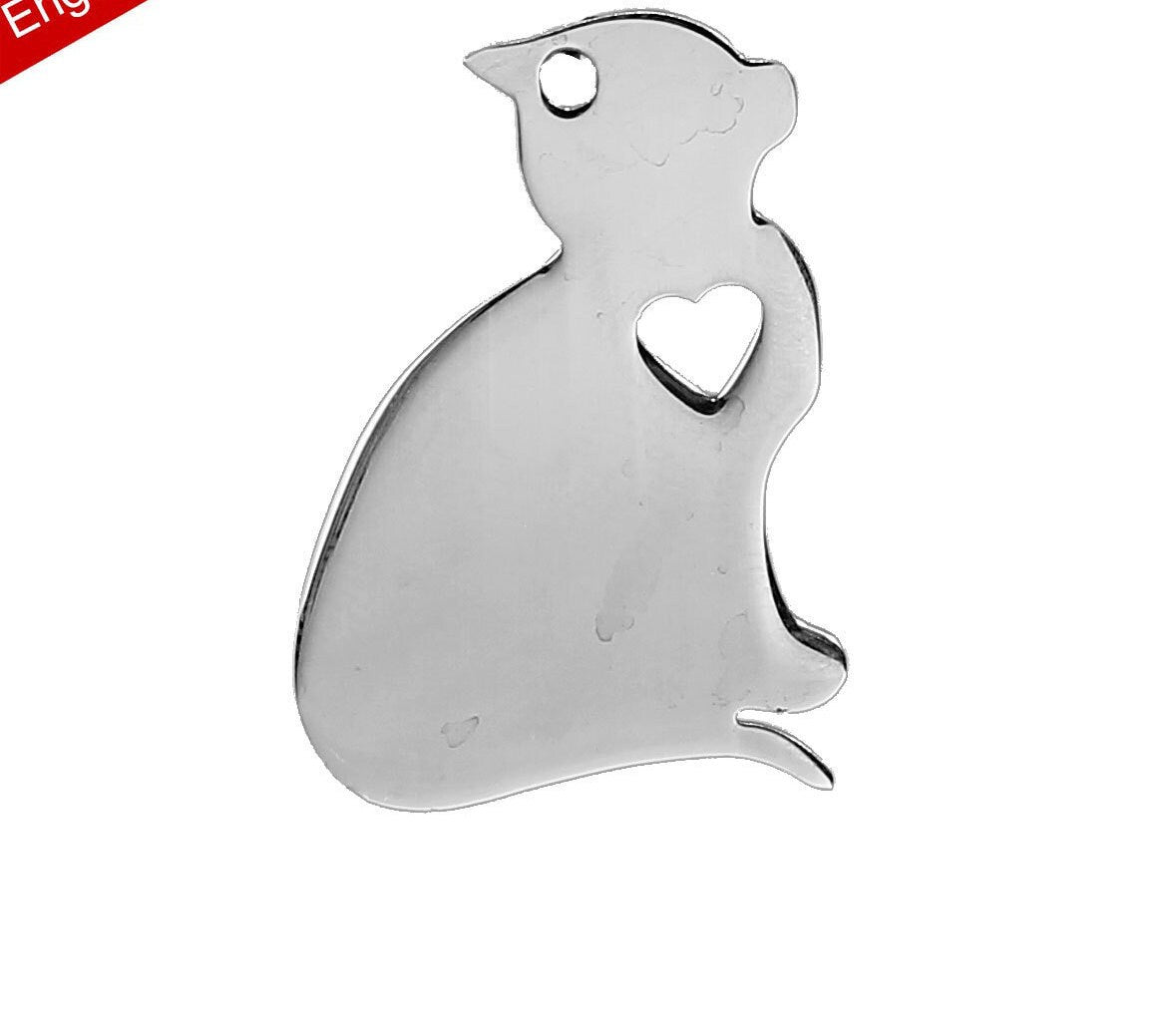 Cat Charm Stainless Steel, Stamping Supplies, Cat Pendant, 501, 760