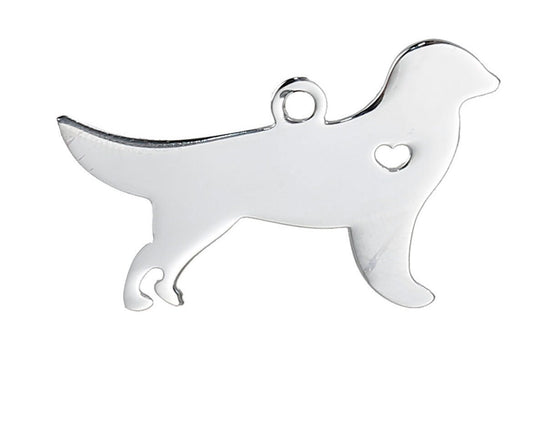 Golden Retriever Dog Charm Stainless Steel, Stamping Supplies, Golden Retriever Pendant
