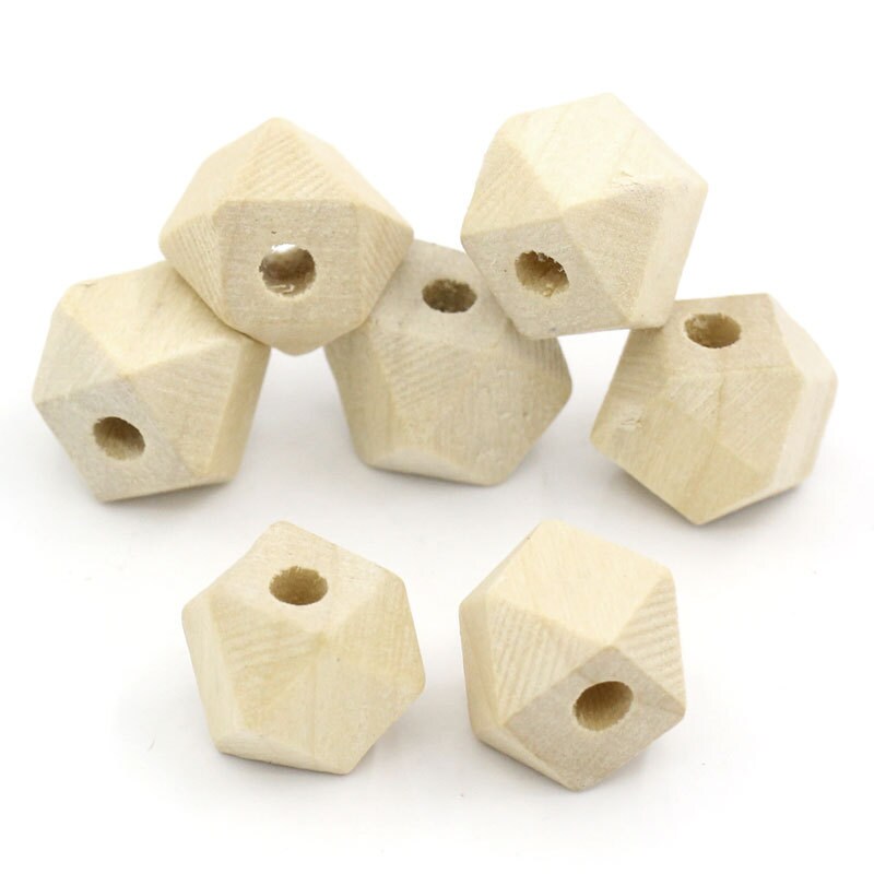 80 Focal Beads, Wood Spacer Beads Geometric Faceted, Natural Wooden Beads, Wooden Beads, Wooden Findings