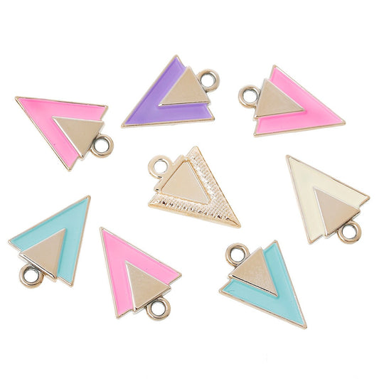 10 arrow charms, triangle charms, geometric charms, enamel pendants