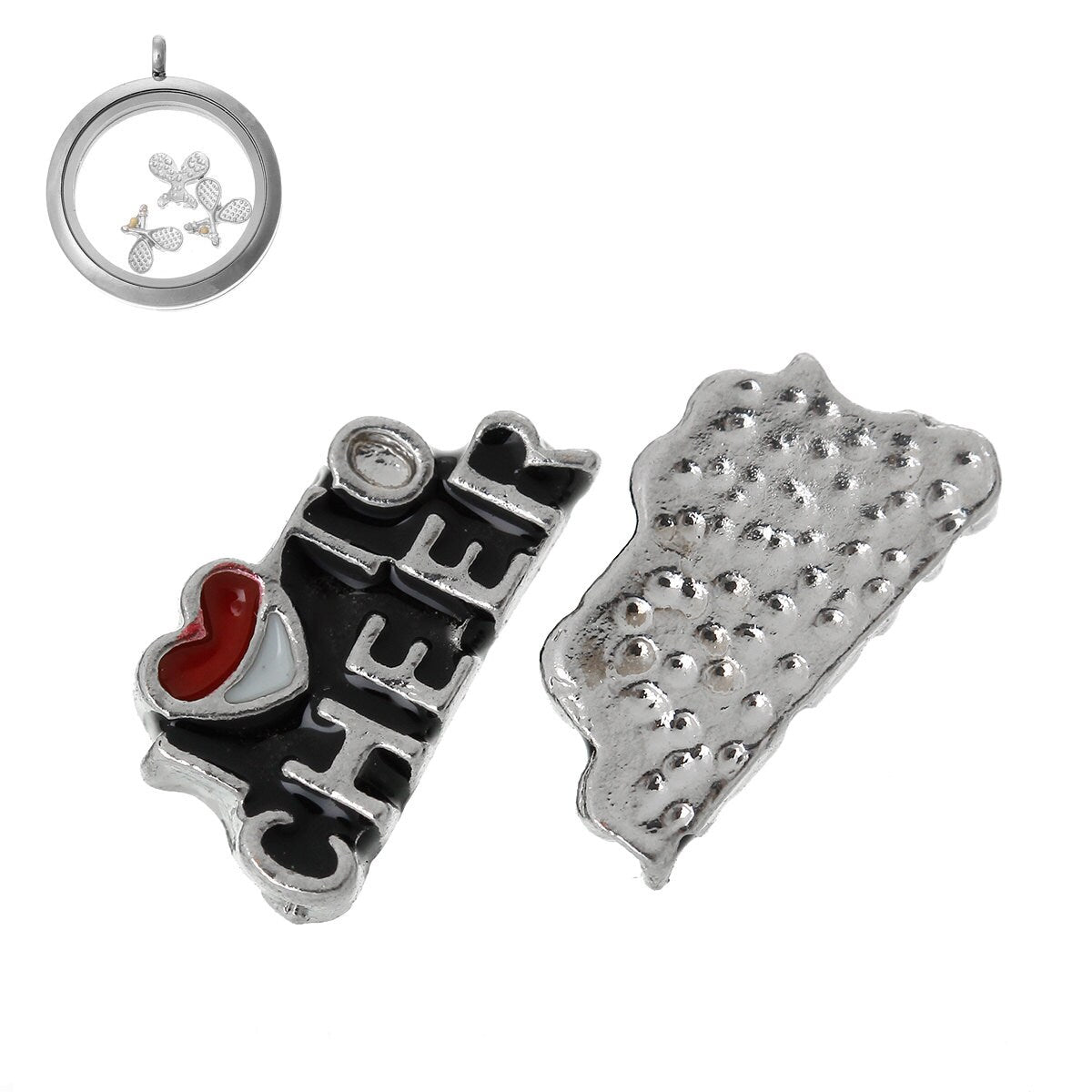 20 I Love To Cheer enamel charms, Small Cheerleader floating charm