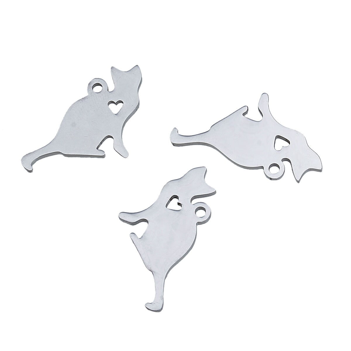 1 Cat Charm Stainless Steel, Stamping Supplies, Cat Pendant
