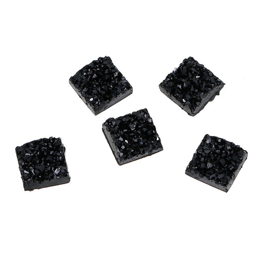 50 12mm Square Black Cabochons