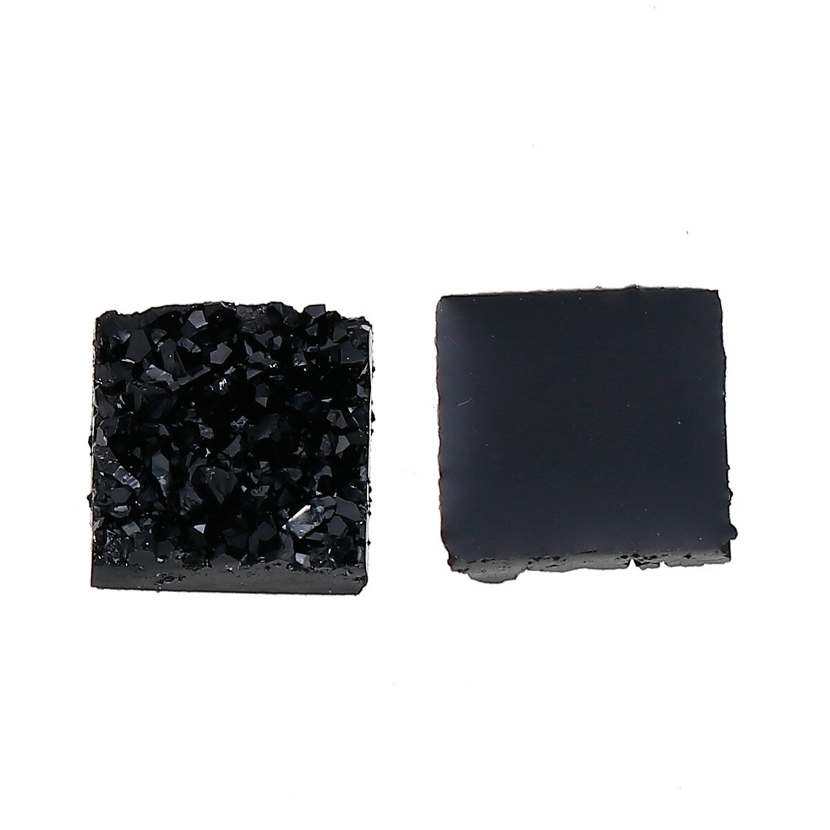 50 12mm Square Black Cabochons