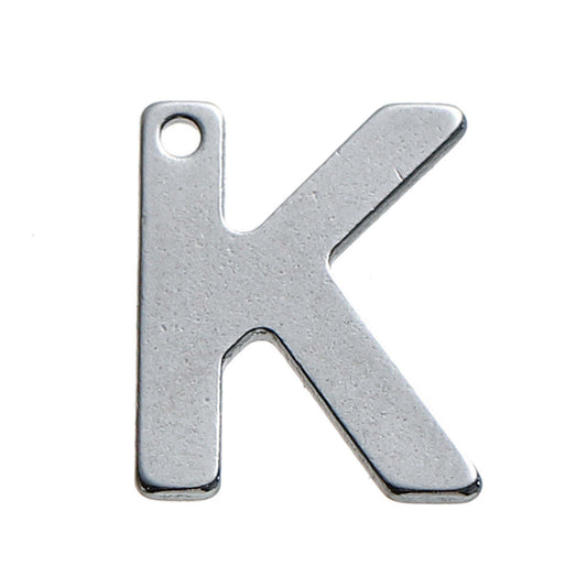 25 Letter K Charms Stainless Steel, Initial Charms