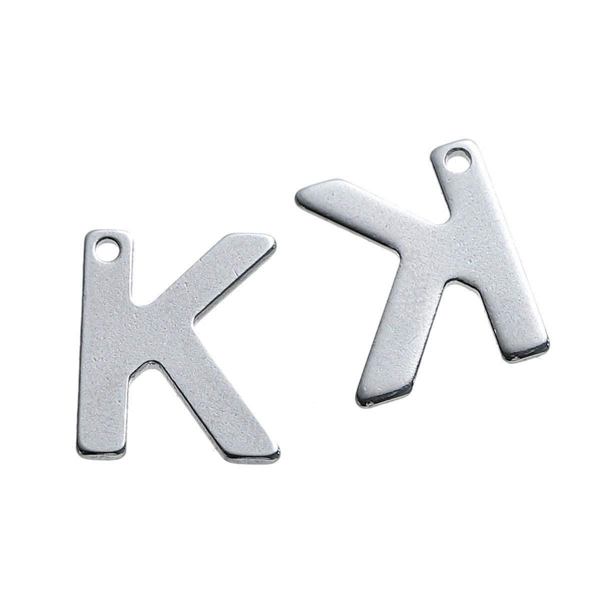 25 Letter K Charms Stainless Steel, Initial Charms