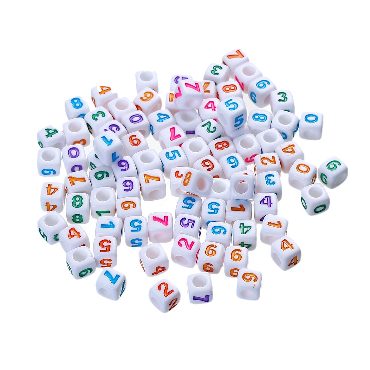 200 Number Beads 7mm Cube Beads