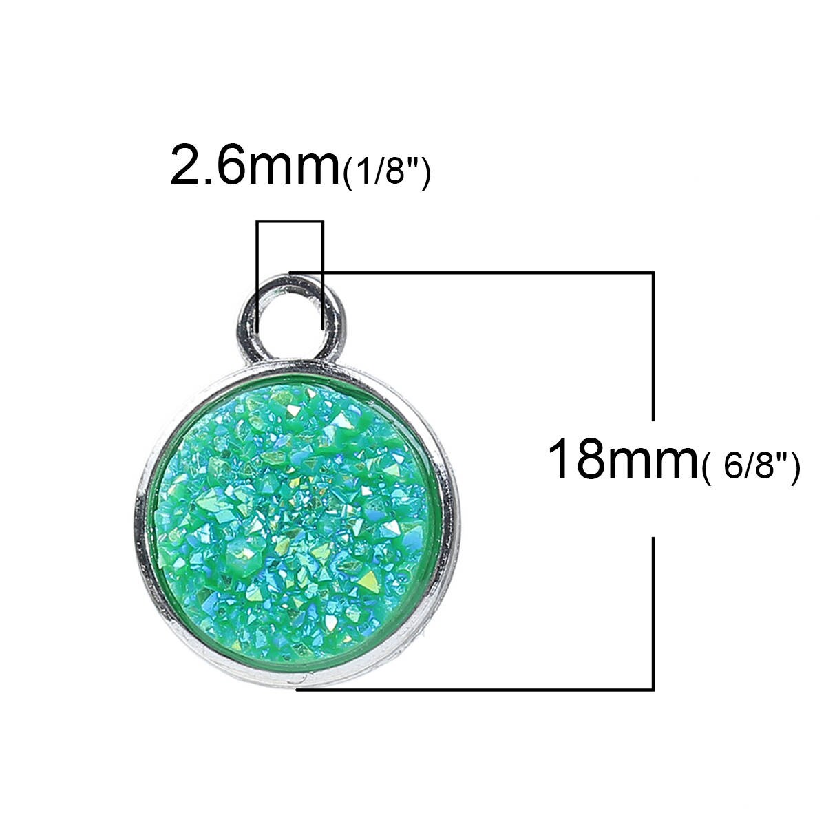 5 Resin Cabochon Charms double side charms, Green AB Color 18mm x 15mm