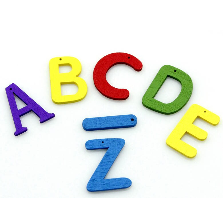 Wooden Letters, Wood Charms Initial Alphabet 24mm-25mm