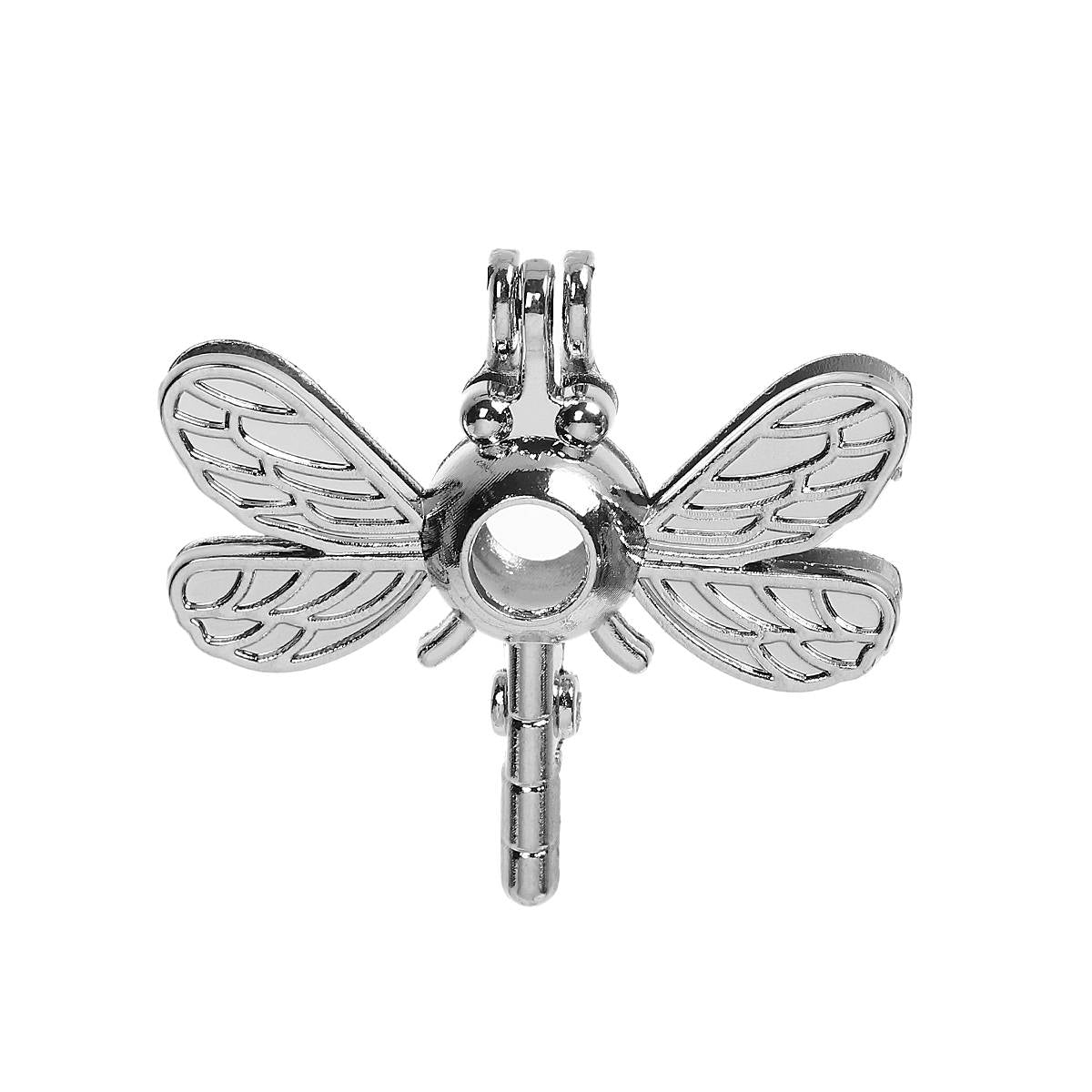 2 Dragonfly 3D Bead cage pendant charms fits 8mm bead