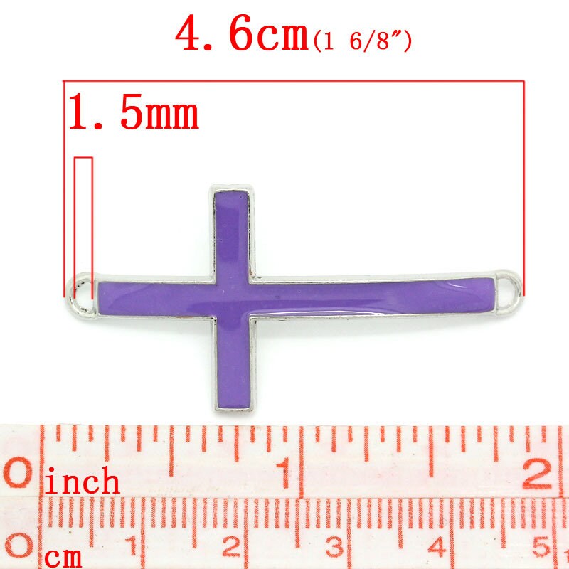 Cross Connector Charms Purple Enamel