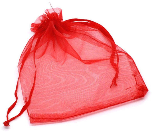 25 Organza bags, red organza bags 8.5cm x 7cm, party favor bags, jewelry bags, mesh bags, wedding favor bags, birthday party bags