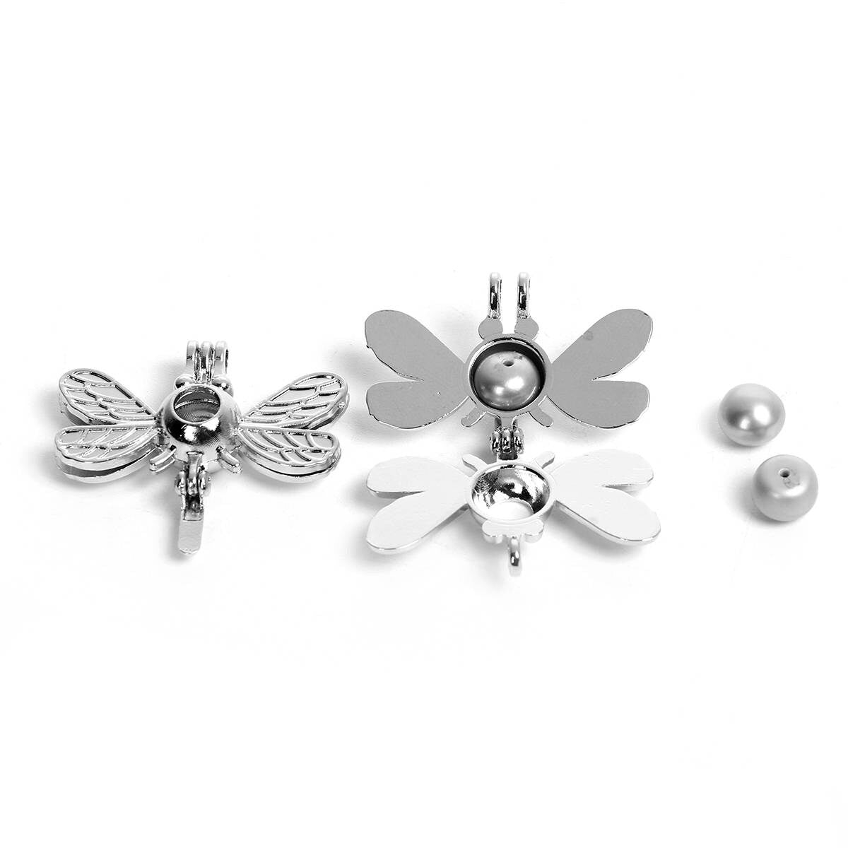 2 Dragonfly 3D Bead cage pendant charms fits 8mm bead