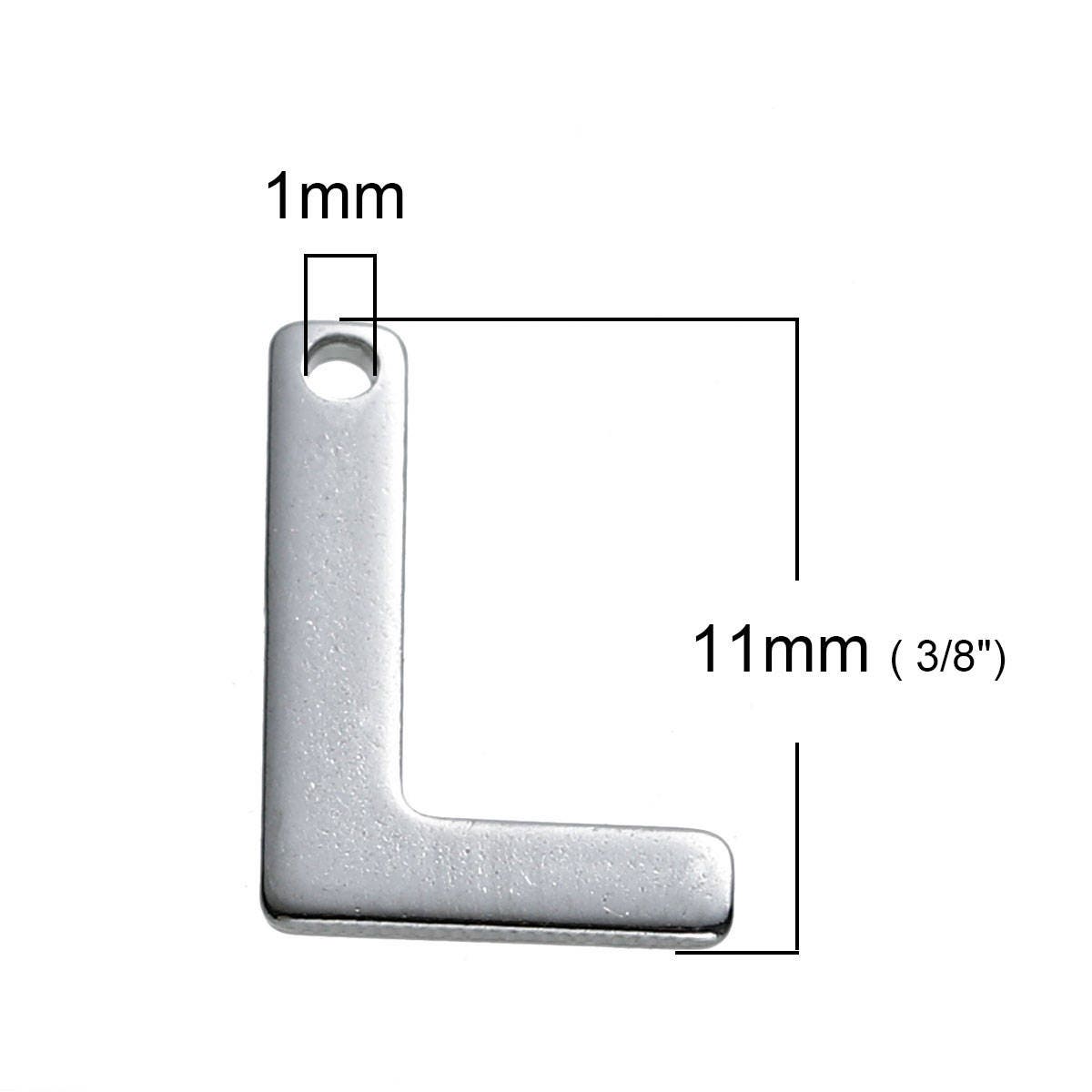 25 Letter L Charms Stainless Steel 11mm x 8mm, Initial Charms