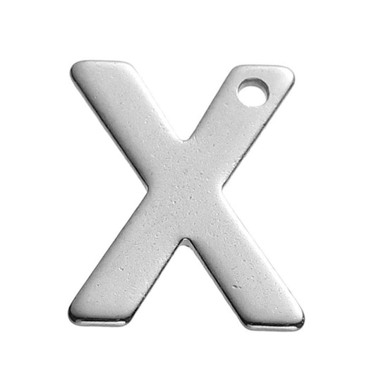 25 Letter X Charms Stainless Steel 11mm x 9mm, Initial Charms