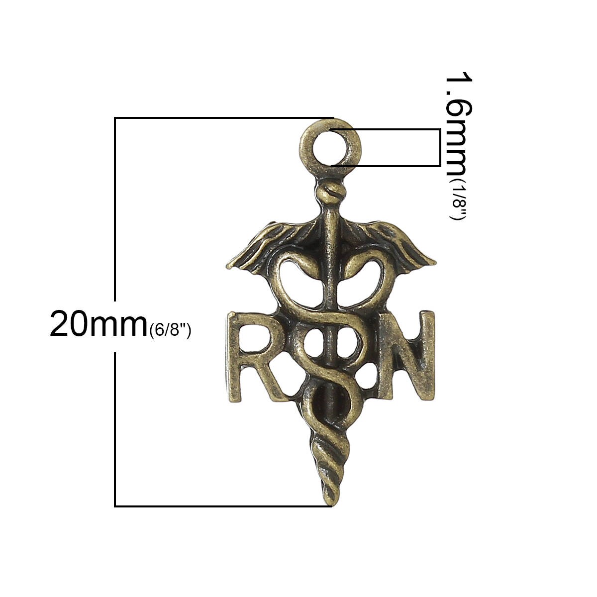 20 RN Nurse Charms Antique Bronze