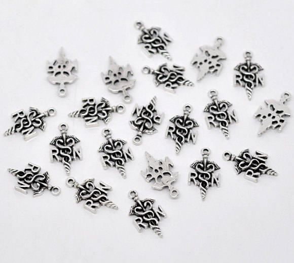 50 RN Nurse Charms, Nurse Charms, Registered Nurse Charms, Jewelry Making Supplies, Medical Charm
