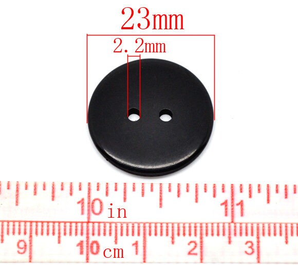 50 Black Resin Sewing Buttons 23mm, Scrapbooking Supplies
