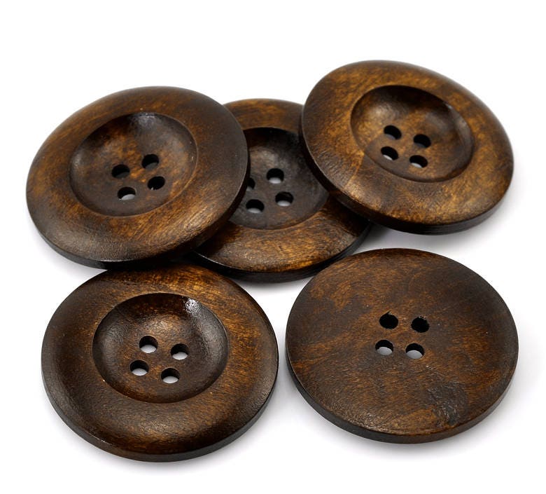 20 Wood Buttons 35mm, Scrapbooking Supplies