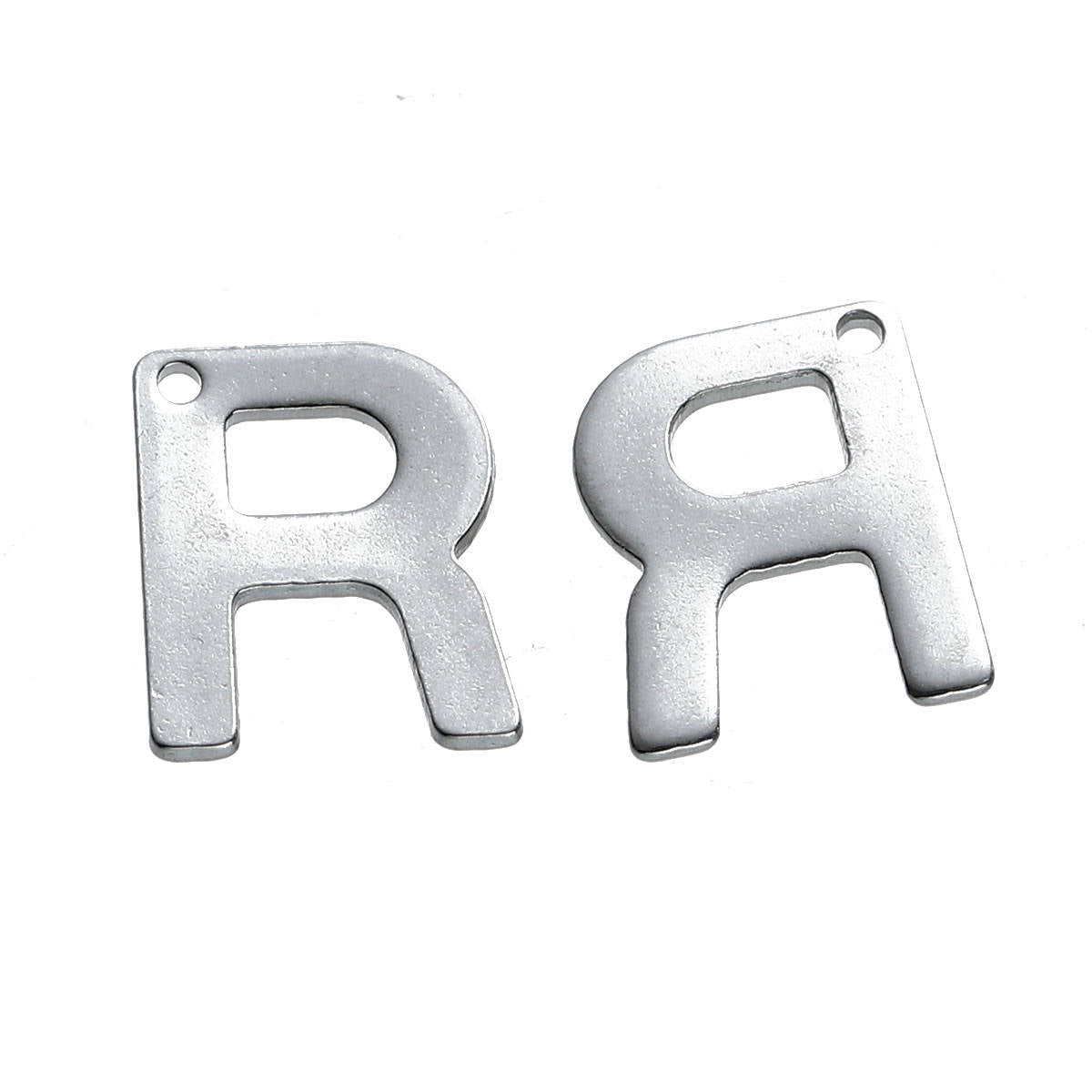 25 Stainless Steel Alphabet Letter R Charms 11mm x 9mm, Initial Charms