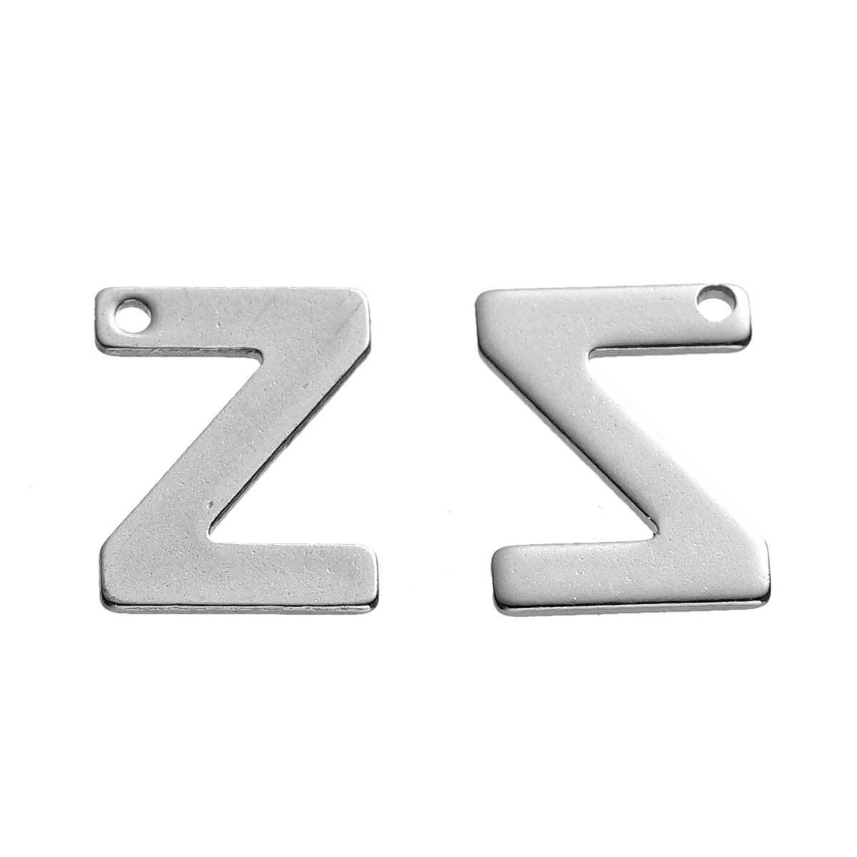 25 Letter Z Charms Stainless Steel 11mm x 8.5mm, Initial Charms