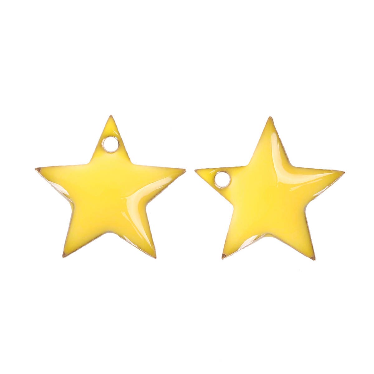10 Small Yellow Enamel Star Charms 12mm