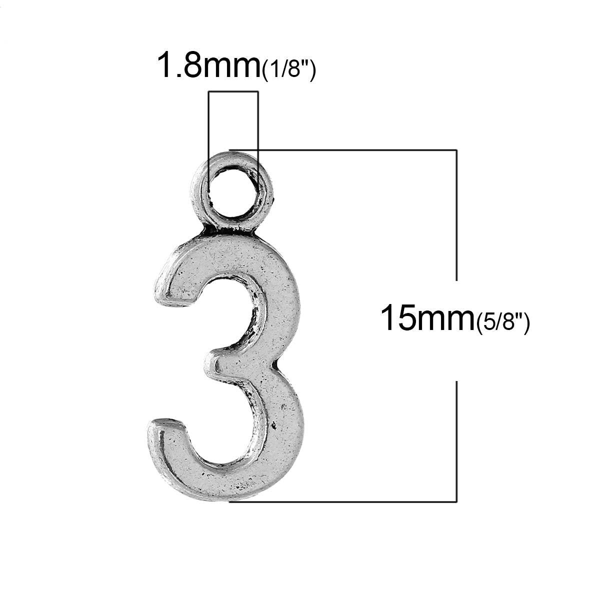 10 Number 3 Charms, Number Three Charms