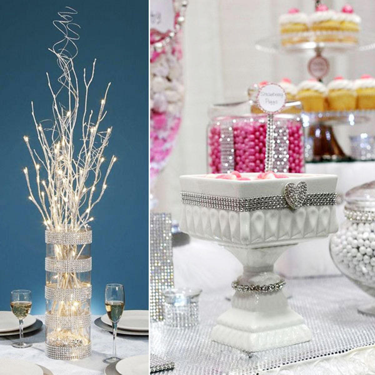 Red Rhinestone Mesh 24 Rows Red Rhinestone Mesh for Crafts, Red Bling Mesh for Wedding Decor, Wide Mesh, Candle Decor