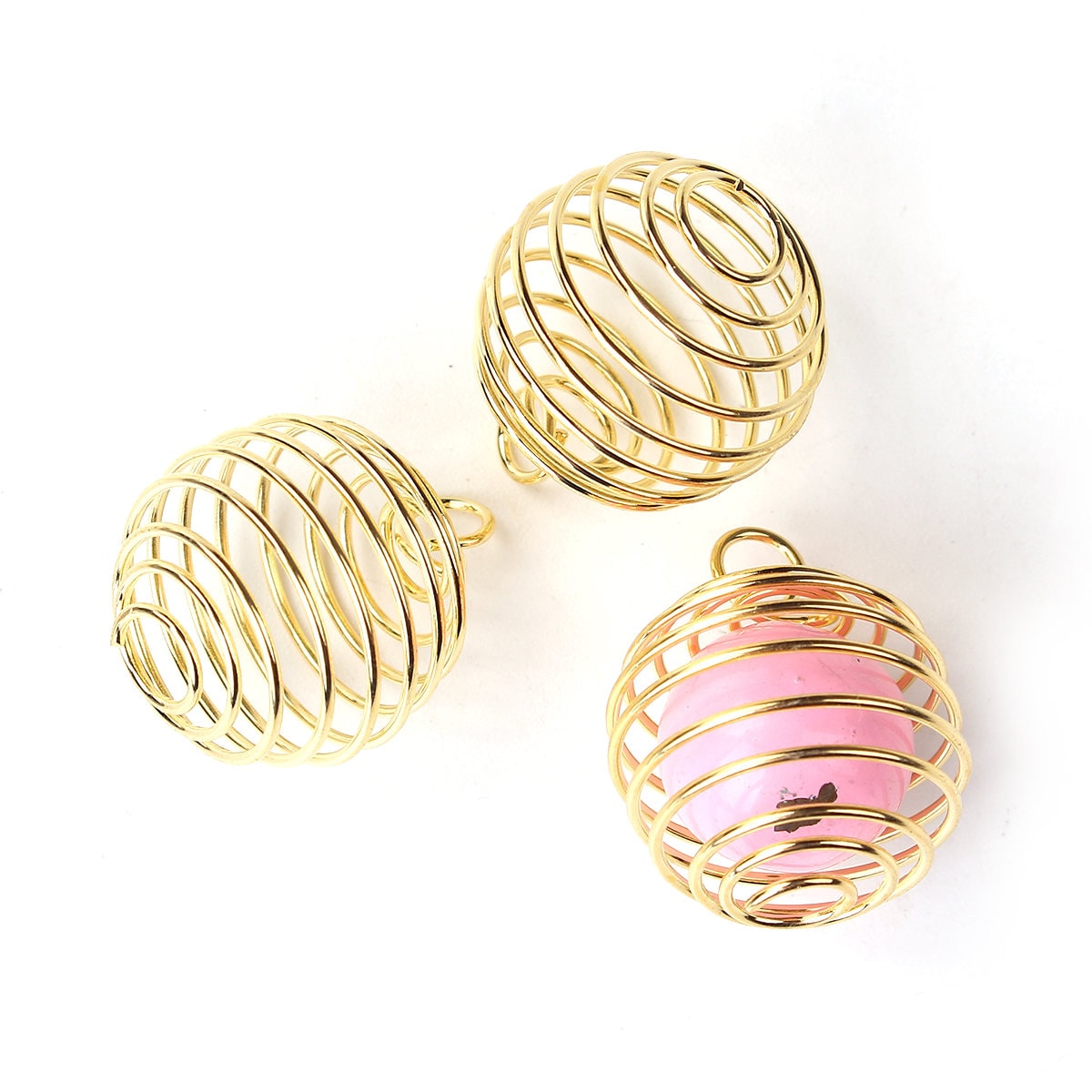 20 Spiral Bead Cages Pendants Findings, 20mm x 18mm