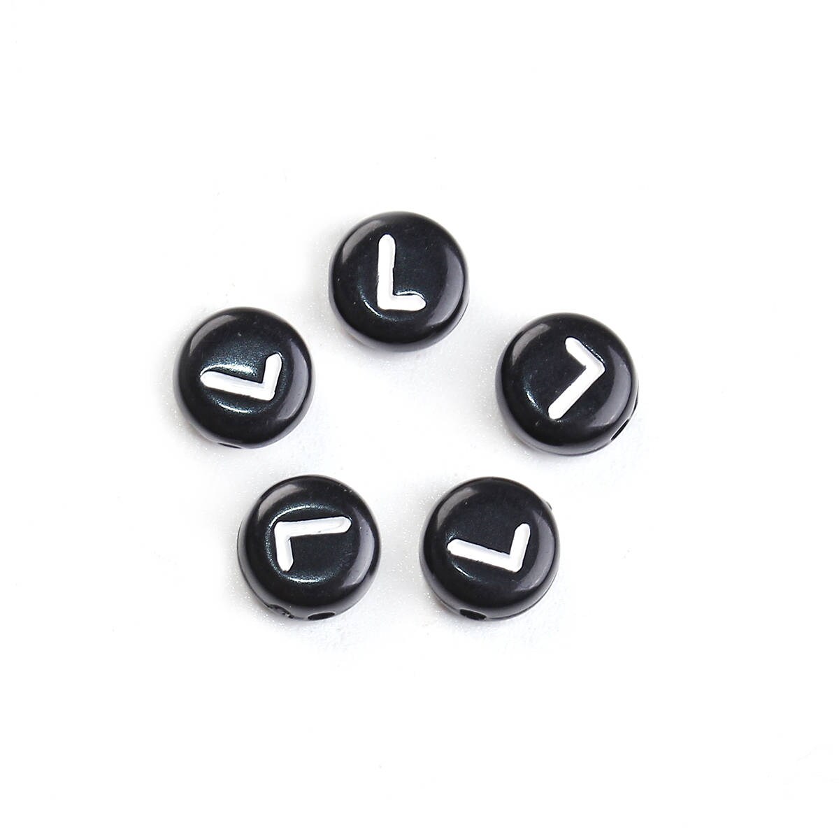 Letter L Beads 7mm, Black & White Alphabet Beads, Acrylic letter beads, Spacer Beads 7mm