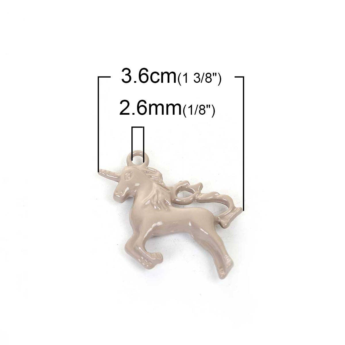 10 Unicorn Pendants Light Coffee 36mm x 28mm