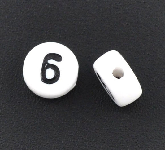 Number Six Acrylic Number Spacer Beads, Number 6 Beads, number 9 beads 7mm