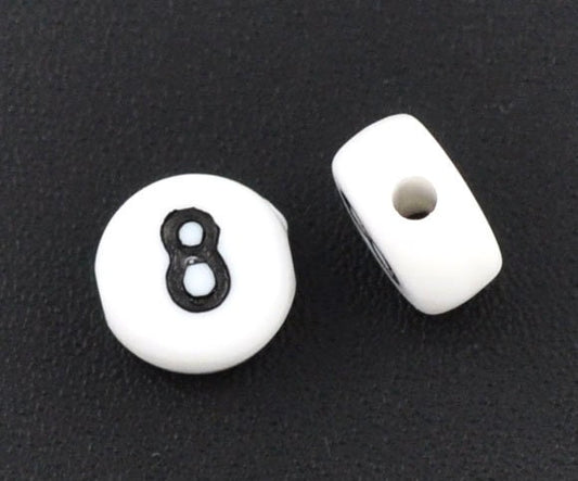 Number Eight Acrylic Number Spacer Beads, Number 8 Beads, 7mm