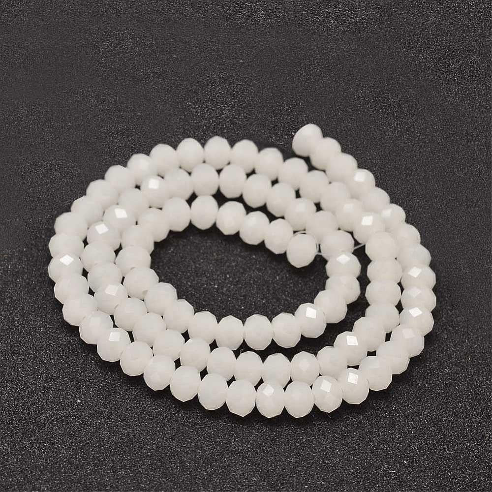 White Faceted Rondelle Glass Beads, 10mm 8mm 6mm 4mm , Spacer Bead, rondelle beads, Jewelry Making